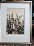 Ets Jan Sirks 'Oostpoort Delft ', Antiek en Kunst, Kunst | Etsen en Gravures, Ophalen