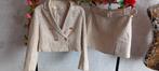 Elegant mantelpak met rok en jasje, Maat 38/40 (M), Kostuum of Pak, Beige, Ophalen of Verzenden