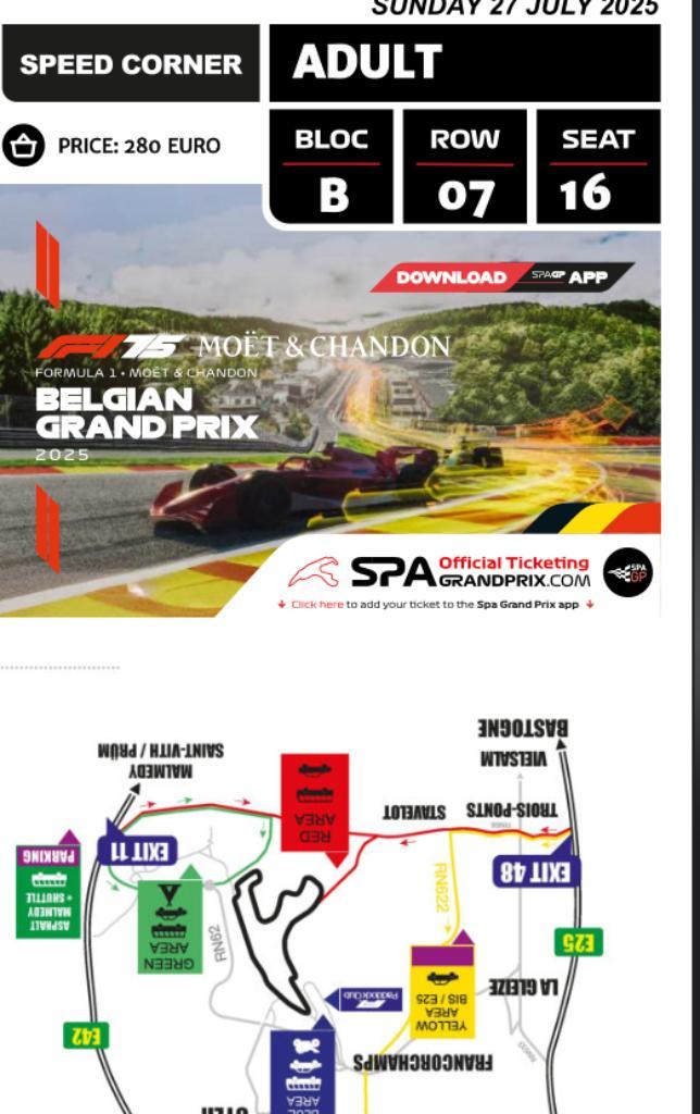 Te Koop: Weekendticket Formule 1 – België, Spa-Francorchamps, Tickets en Kaartjes, Evenementen en Festivals, Eén persoon