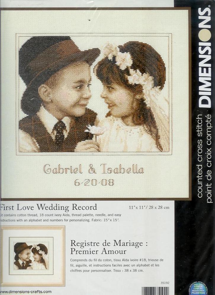Cado dimensions borduurpakket, first love wedding record, Hobby en Vrije tijd, Borduren en Borduurmachines, Nieuw, Borduurpakket