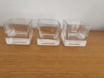 3 glazen vaas/bak/waxinehouder 6x6 cm hoogte 6 cm, Ophalen of Verzenden, Zo goed als nieuw