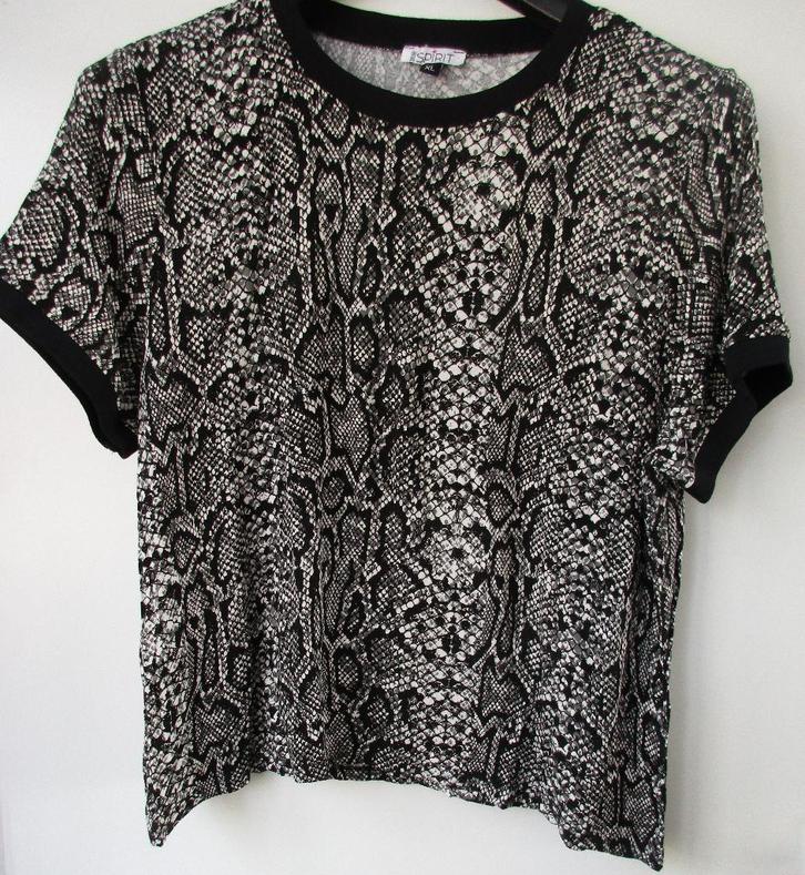 True Spirit shirt korte mouw zwart / wolwit maat 46, Kleding | Dames, Grote Maten, Zo goed als nieuw, Shirt of Top, Zwart, Ophalen of Verzenden