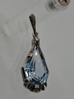 Zilveren vintage hanger met blauwe spinel - 935 gestempeld, Ophalen of Verzenden, Zilver, Met edelsteen