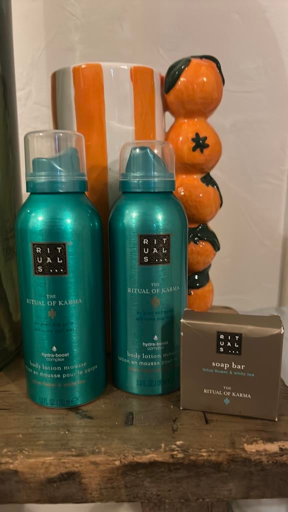 Rituals of karma set 2x body lotion mousse & soap bar, Verzenden, Nieuw