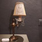 mooi brocante schemerlamp van koper met pegels en klemkapje,, Antiek en Kunst, Antiek | Lampen, Ophalen of Verzenden