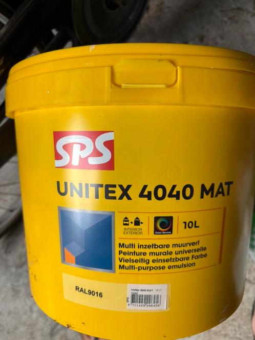 Muurverf sps 4040 ral 9016 10 liter MET 10l primer, Doe-het-zelf en Verbouw, Verf, Beits en Lak, Nieuw, Verf, Wit, Ophalen