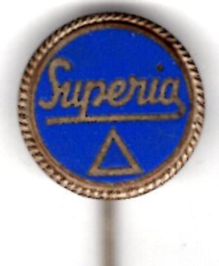 SUPERIA blauw email op zilverkl bromfiets speldje ( G_185 ), Verzamelen, Speldjes, Pins en Buttons, Zo goed als nieuw, Speldje of Pin