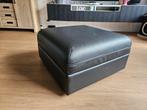 Zwarte sky leren Poef 80x80, Ophalen, Vierkant, Leer, 75 tot 100 cm