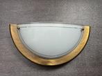 Wandlamp, messing en glas, Ophalen of Verzenden, Gebruikt, Glas