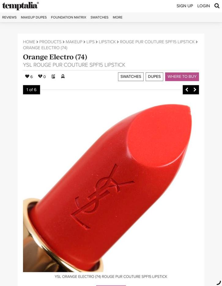 Yves Saint Lauren YSL Rouge Pur Couture Lipstick nr. 74!!, Sieraden, Tassen en Uiterlijk, Uiterlijk | Cosmetica en Make-up, Zo goed als nieuw