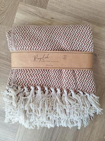 Plaid Bruin/Wit met Franjes - Nieuw! beschikbaar voor biedingen