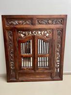 Antieke spiegel hout met luikjes, Ophalen, Rechthoekig, 50 tot 100 cm, Minder dan 100 cm