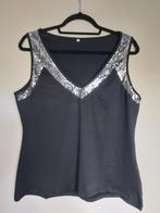 mouwloze glitter top zwart zilver 2XL, Kleding | Dames, Grote Maten, Ophalen of Verzenden, Nieuw, Zwart, Shirt of Top