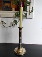 Verzilverde kandelaar India, Ophalen of Verzenden, Metaal, Kandelaar, 25 tot 50 cm