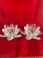 Twee kristal geslepen waxinelichtjes lelie Lotus, Ophalen of Verzenden