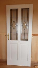 Mooie binnendeur met glas in lood, 80 tot 100 cm, Ophalen of Verzenden, Zo goed als nieuw, 200 tot 215 cm