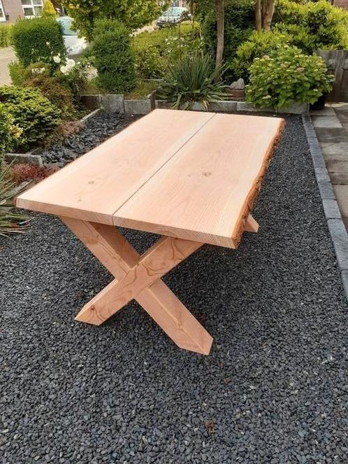Tuintafel boomstamtafel op maat gemaakt, Tuin en Terras, Picknicktafels, Nieuw, Rechthoekig, Ophalen