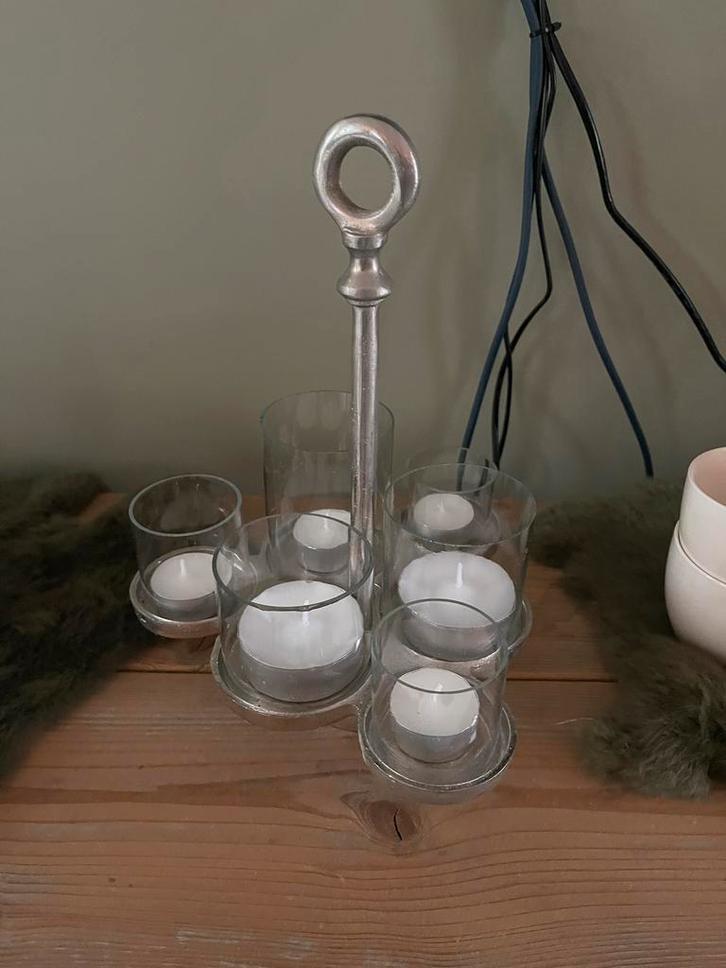 Rivièra Maison Hurricane candles  Zilver, Huis en Inrichting, Woonaccessoires | Kandelaars en Kaarsen, Zo goed als nieuw, Kandelaar