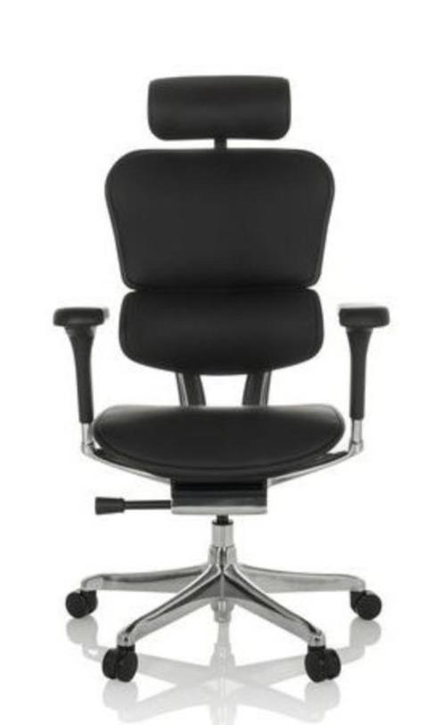 NEW ERGOHUMAN Ergonomische Bureaustoel EHE2 HAL ZWART LEER !, Huis en Inrichting, Bureaustoelen, Nieuw, Bureaustoel, Zwart, Ergonomisch