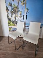 Wit leren eetkamerstoelen 6x, Ophalen, Gebruikt, Wit, Leer