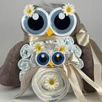 Luiertaart uil luieruil jongen meisje Taupe Cream beige, Ophalen of Verzenden, Nieuw, Kraamcadeau