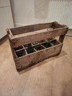 Oude houten krat met oude  flessen, Antiek en Kunst, Ophalen