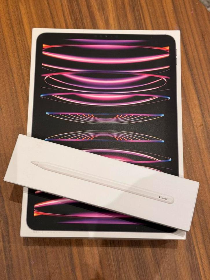 Apple iPad Pro 11” (4e gen) M2 128GB + Apple Pencil 2 + case, Computers en Software, Apple iPads, Zo goed als nieuw, Apple iPad Pro