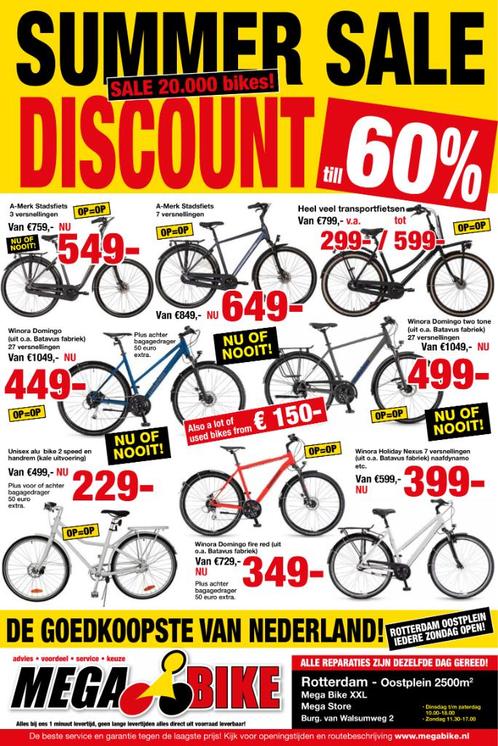 Back 2 School Acties bij Mega Bike! 60% korting, Fietsen en Brommers, Elektrische fietsen, Nieuw, Overige merken, 50 km per accu of meer