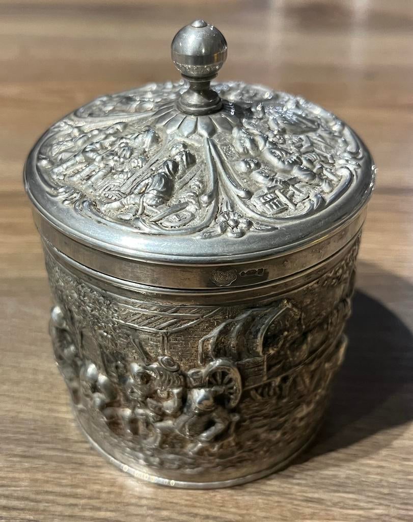 Verzilverde theebus van Douwe Egberts, Antiek en Kunst, Antiek | Goud en Zilver, Ophalen of Verzenden