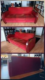 Rooker Art Deco Designbank – 3-zits  Rode stof, Ophalen, Gebruikt, 150 tot 200 cm, Driepersoons