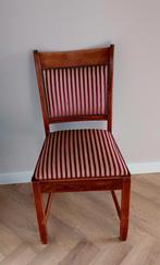 Antiek eikenhouten/ stoffen eetkamer stoelen, 4 stuks, Ophalen