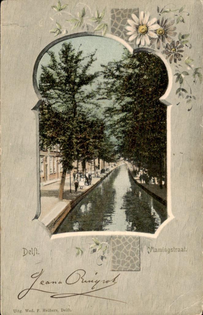 Delft - Vlamingstraat, Verzamelen, Ansichtkaarten | Nederland, Gelopen, Utrecht, Voor 1920, Ophalen of Verzenden