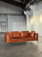 B&B Italia Charles Bank | Leer (Z.G.A.N), Bank Bankstel Sofa Zithoek Chaise Lounge Ottomane Zit Zetel, 75 tot 100 cm, Ophalen of Verzenden