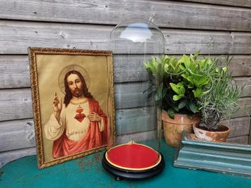 Antieke stolp mondgeblazen, belletjes in glas 50cm Miekje's beschikbaar voor biedingen