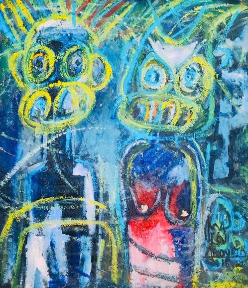 PRACHTIG ORIGINEEL WERK VAN DE WERELDBEROEMDE ABOUDIA, Antiek en Kunst, Kunst | Schilderijen | Modern, Ophalen of Verzenden