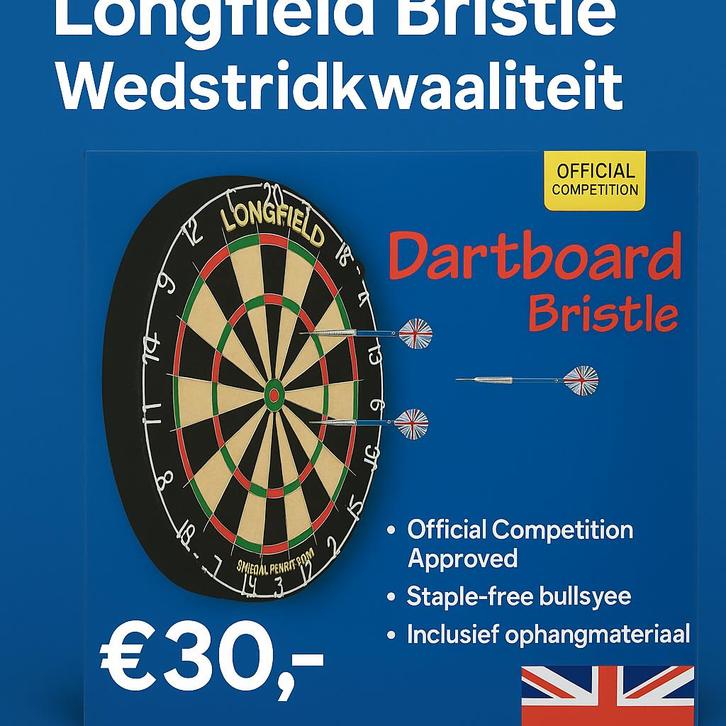Longfield dartbord – nieuw in doos, Sport en Fitness, Darts, Nieuw, Dartbord, Ophalen