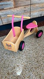 Houten bakfiets met vlinder., Kinderen en Baby's, Speelgoed | Buiten | Voertuigen en Loopfietsen, Ophalen, Zo goed als nieuw, Loopfiets