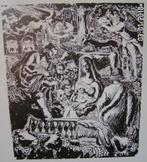 Hubert Bekman prachtige houtgravure ets Maria en dieren, Verzenden