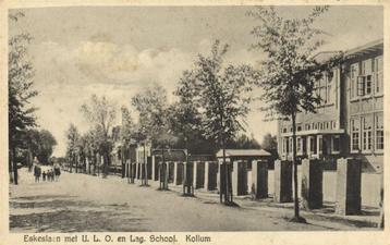 Eskeslaan met U.L.O. en Lag. School. Kollum - 1953 gelopen beschikbaar voor biedingen