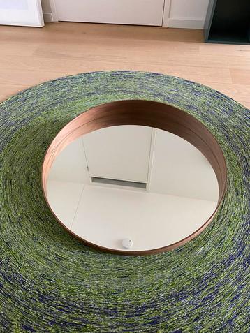 Ronde spiegel (80 cm) in walnotenhouten lijst beschikbaar voor biedingen
