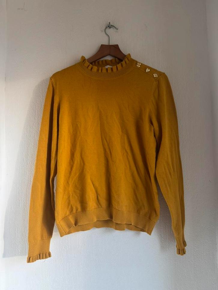 Fabienne Chapot molly frill pullover gele trui maat M, Kleding | Dames, Truien en Vesten, Gedragen, Maat 42/44 (L), Geel, Ophalen of Verzenden