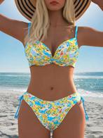 Bikini geel blauw gebloemd 38 40 42 44 bloemen badmode, Ophalen of Verzenden, Nieuw, Geel, Bikini