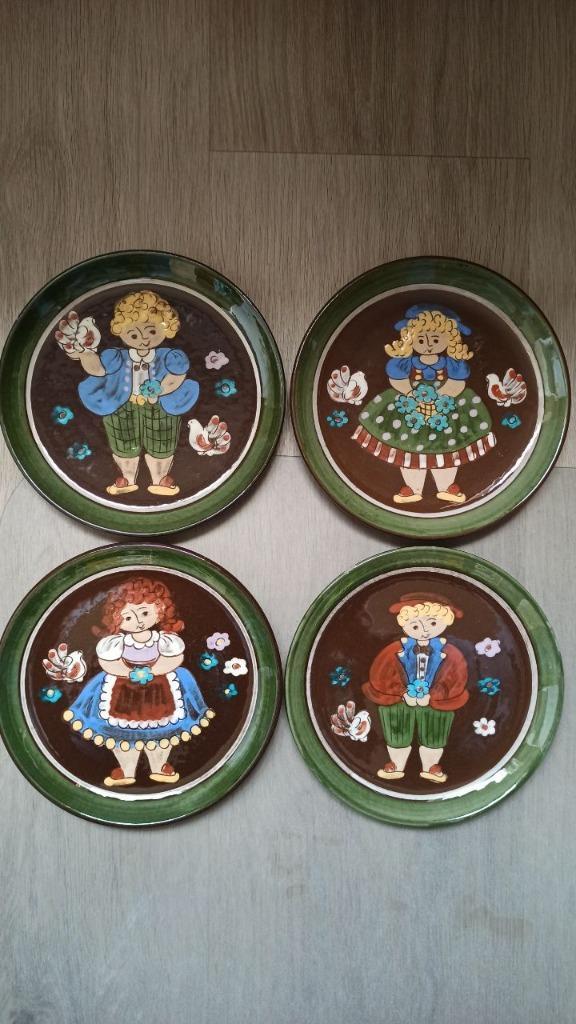 Vintage Hugo Kohler Biel borden - 4 stuks, Antiek en Kunst, Antiek | Schalen, Ophalen of Verzenden