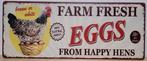 Farm Fresh Eggs kippen reclamebord van metaal wandbord deco