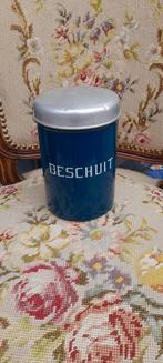 Petrol blauwe emaille beschuitbus, Antiek en Kunst, Antiek | Emaille, Ophalen of Verzenden