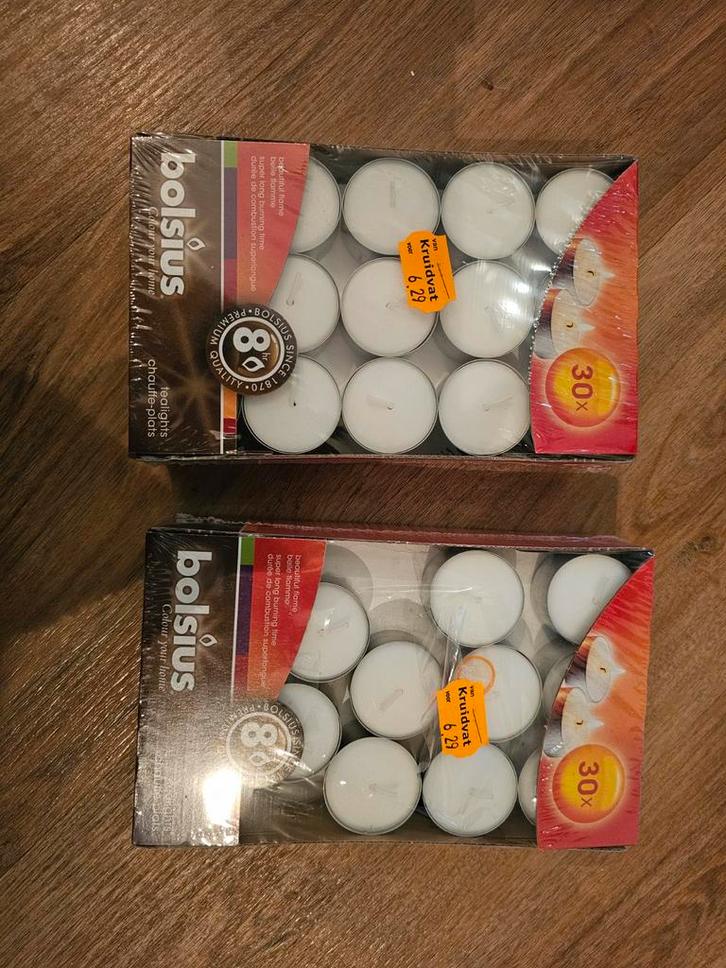 Grote Partij Bolsius Theelichtjes - 60 stuks!, Huis en Inrichting, Woonaccessoires | Kandelaars en Kaarsen, Nieuw, Minder dan 25 cm