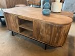 Magazijn leegverkoop tv meubel retro Noor mangohout ribbel