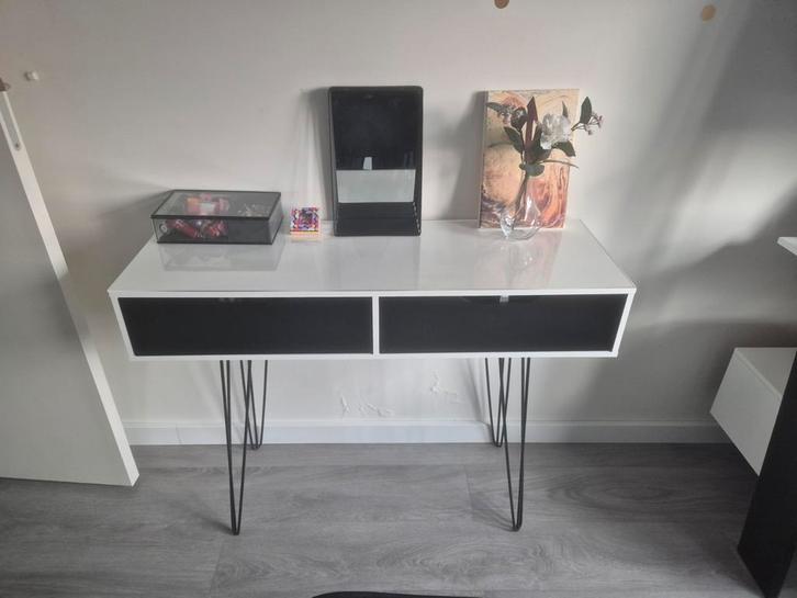 Bureau / Haltafel met 2 lades, Huis en Inrichting, Tafels | Bijzettafels, Gebruikt, Rechthoekig, 45 tot 60 cm, 75 cm of meer, Hout