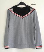 2-in-1 look sweater met lange mouw grijs/zwart/rood (S), Grijs, Ophalen of Verzenden, Lange mouw, Zo goed als nieuw
