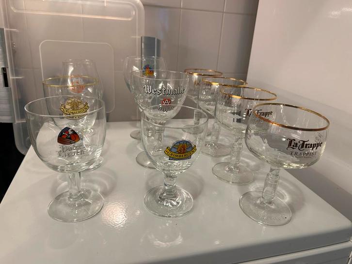 Diverse bierglazen - La Trappe, Westmalle, Leffe en Heineken, Huis en Inrichting, Keuken | Servies, Zo goed als nieuw, Glas of Glazen